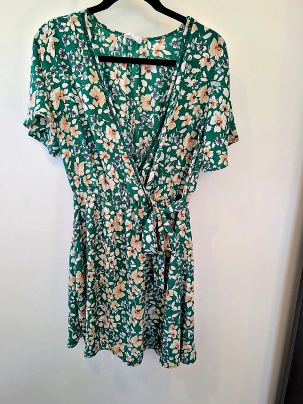 Sienna Sky Green Floral Faux Wrap Dress